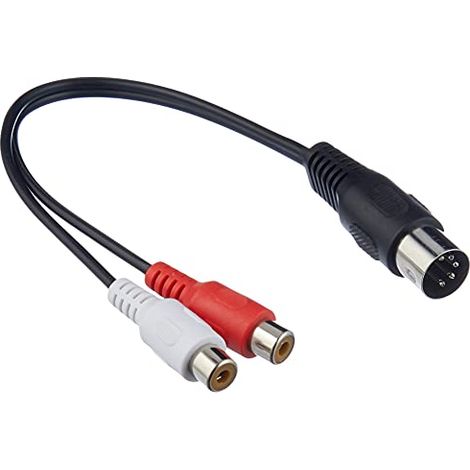 Adattatore cavo audio, da presa DIN a spina RCA stereo, Spina DIN 180 ° (5 pin) 2 prese RCA (audio sinistro / destro). Lunghezza del Cavo 0.2 m (1/4)