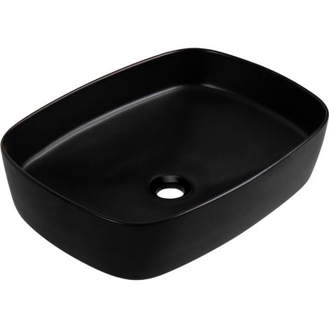 Ceramia PixL 49,5 x 37 x 13,5 cm lavabo sobre encimera Infinitio, sin rebosadero, negro mate (CEPX4937BKM) (1/5)