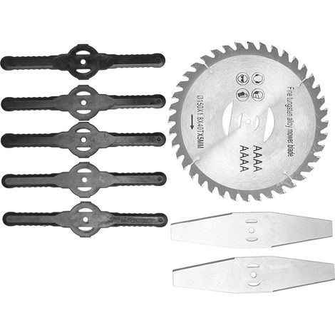 Têtes de lames pour coupe-bordures, lames en alliage de 150 mm, lames rondes de 15 cm (6 pouces), 5 lames en plastique noir, lames pour débroussailleuse à gazon au lithium