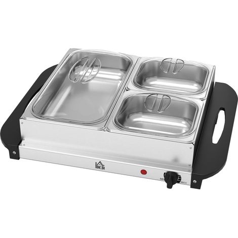 4.5L Stainless Steel Electric Buffet Server, with 3x Trays Lids (1/5)