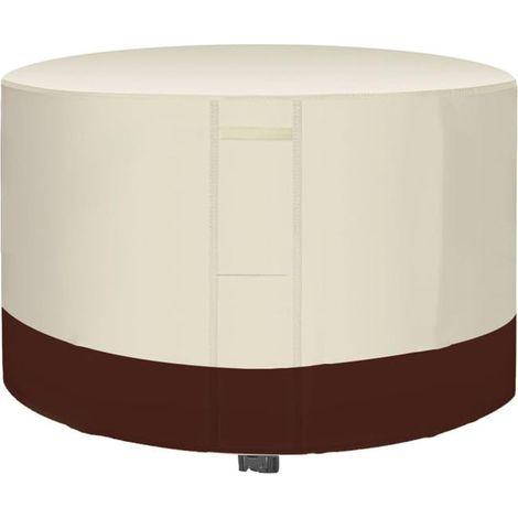 Housse de table ronde de patio,Housse robuste pour table et chaises de salle à manger rondes d'extérieur (Beige+Marron, 180 x 90 cm) (1/5)
