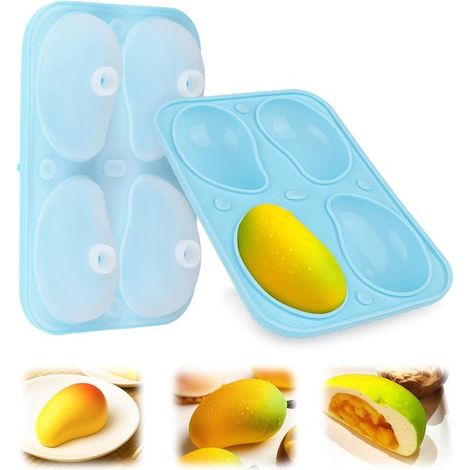 Confezione da 2 stampi in silicone 3D a forma di mango con 8 cavità per gelato al cioccolato, budini, gelatine, mousse e torte. (1/5)