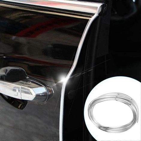4 baguettes de finition chromées de 6 m (20 pi) pour portières de voiture, protection anti-rayures. (1/5)