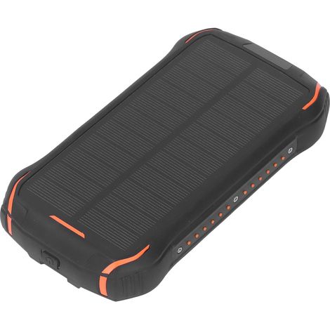 Multifunktionale, wasserdichte und kabellose Solar-Powerbank in Schwarz und Orange mit einer Kapazität von 26.800 mAh und PD18W-Schnellladefunktion (1/5)