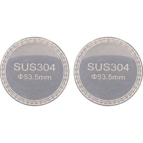 Filtre réutilisable double couche en acier inoxydable, 1.2, 2 pièces, 304 mm d'épaisseur, pour panier de filtre de 53,5 mm/2,1 pouces. (1/5)