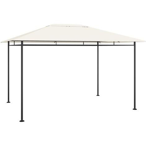Belvédère 384 x 281 x 270 cm crème 180 g/m² - Tonnelle de jardin terrasse ombrage extérieur kiosque réception (1/5)