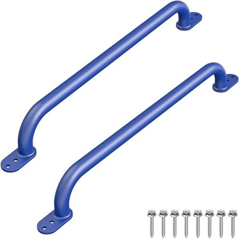Dolibest Poignees Securite, 76cm Poignee Escalade Enfant Barres d'appui 2pcs Rampe d'escalier Exterieur pour Intérieur Extérieur Marche de Porte d'entrée/Jardin/Douche/Bain/Toilettes, Base Plate/Bleu (1/4)