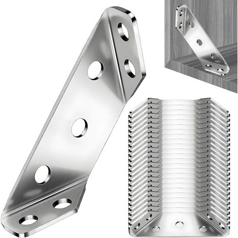 Lot De 20 Equerre D'assemblage,Connecteurs D'angle,Bracelet D'angle Trapézoïdal En Métal,Equerre Fixation Inox,Equerre,Équerre De Fixation,Equerre Metal,Inox Connecteur,Pour Meubles, Étagères, Bois (1/5)