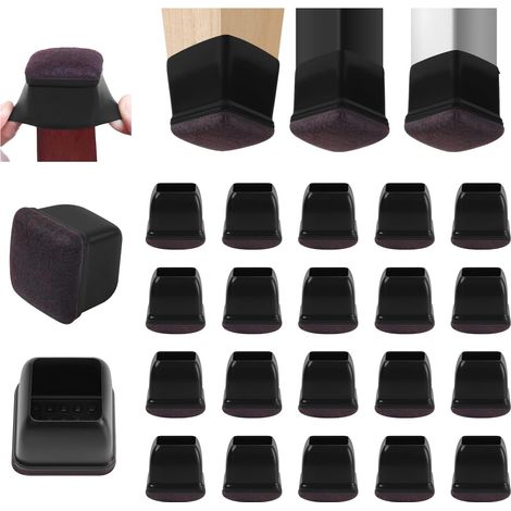 Lot de 16 patins de protection en silicone pour pieds de chaises, compatibles avec les meubles de 0,75 à 2,5 cm d'épaisseur et les pieds de table sur sols en bois. (1/5)