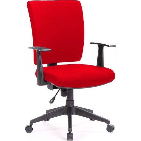 Dmora - Silla de oficina Dlom, Sillón ejecutivo con reposabrazos, Asiento de oficina ergonómico, 61x65h98/108 cm, Rojo
