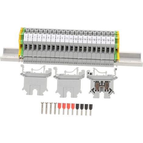 Kit de borniers sur rail DIN avec blocs terre et supports d'extrémité (1/5)