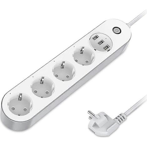 Intelligente Steckdosenleiste mit WLAN, 4 EU-Steckdosen, 10 A, USB-Ladeanschluss und Sprachsteuerung – EU