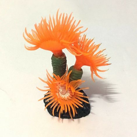 TRADE SHOP - Pianta Corallo Artificiale Finto Per Decorazione Acquario Arancione Vasca Pesci - (1/4)