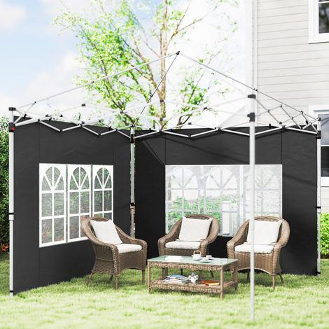 Lot de 2 parois latérales avec fenêtre noir pour tonnelle de panneau pour pavillon 295 x 195 cm 3 x 3 m finition de qualité