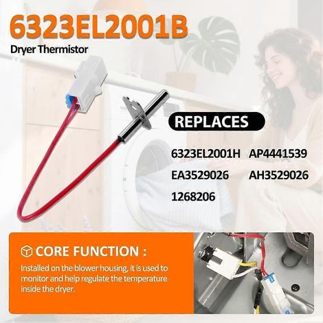 Kit de thermostat de sèche-linge avec fusible thermique pour les modèles LG Kenmore DLE3050W : 6931EL3002M, 6931EL3003D, 6931EL3001F, 6323EL2001B. (1/3)