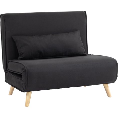 Poltrona Letto con Schienale Reclinabile su 6 Posizioni 94x78x80 cm in Tessuto Nero (1/5)