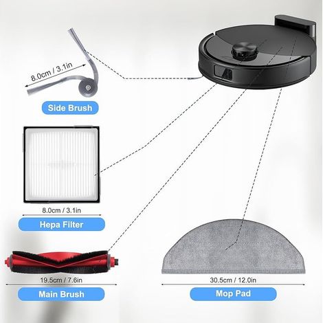 Zubehörset für den Roborock Q10 X5 / Q10 X5+ Saugroboter, Ersatzteile inklusive 1 Hauptbürste, 4 HEPA-Filter, 4 Vordergrundbürsten, 4 Seitenbürsten, 1 Schraubendreher, 1 Bürste (1/5)