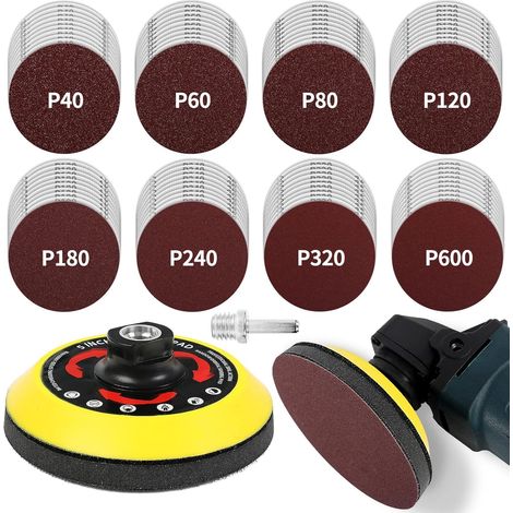 Sanding Discs 125 mm with M14 Thread, 80 Pieces Sanding Discs for Angle Grinder, Grit 10 x 40/60/80/120/180/240/320/600 for Sanding/Polishing/Unwinding (1/5)