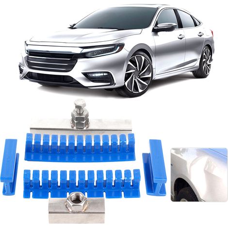Kit d’outils de débosselage sans peinture pour voiture,kit d’outils de débosselage en nylon pour carrosserie automatique, lot de 6 onglets de colle bleue pour enlever les bosselures