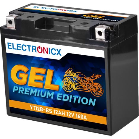 Electronicx YT12B-BS GEL Motorradbatterie 12V 12Ah 160A/EN – Wartungsfrei, Auslaufsicher, Hohe Startleistung - Premium Batterie 12V Wartungsfrei