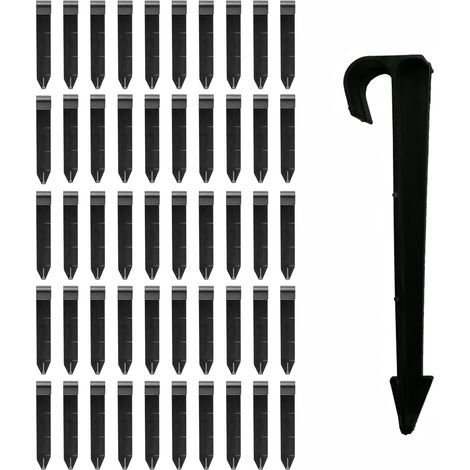 50 piquets de fixation au sol pour tuyau d'irrigation goutte à goutte, potager, parterres, arrosage, jardinage (noir) (1/5)
