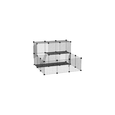Kleintiergehege, Welpenlaufstall, modularer DIY-Tierzaun, 105 x 105 x 70 cm, schwarz