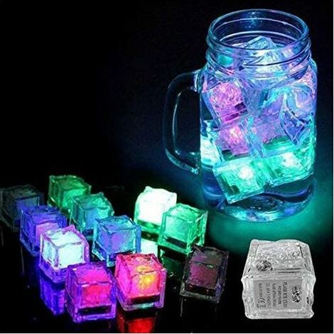 Lampe solaire, Lumières solaires pour glaçons, Moule à glaçons LED pour 12 cubes de glace LED, Sept couleurs, KINSI (1/5)