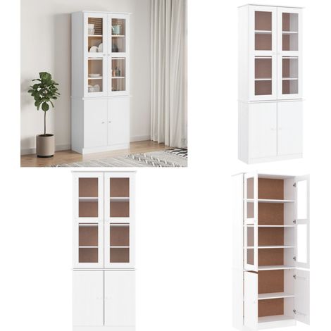 Vitrine en verre ALTA blanc 77x35x186,5 cm bois de pin massif - Buffet - Meuble De Rangement - Vitrine - Armoire - Mobilier Rustique - Home & Living