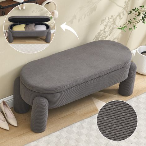 Banc de rangement élégant et moderne pour chambre, couloir, entrée et salon — Offrant un vaste espace de rangement, un revêtement en tissu chenille de haute qualité sur une structure en bois massif, e