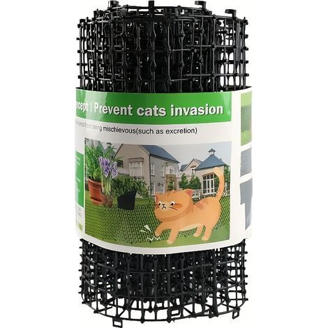 Un tapis noir de 30 cm x 2 m, résistant aux chats et adapté aux balcons, potagers et animaux de compagnie. (1/5)