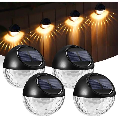 BEBUSINGOTO Luces solares de pared para exteriores, paquete de 4 luces solares para jardín, luz LED de pared para exteriores, luz blanca cálida, impermeable IP65, para jardín, cerca, patio, porche (1/5)