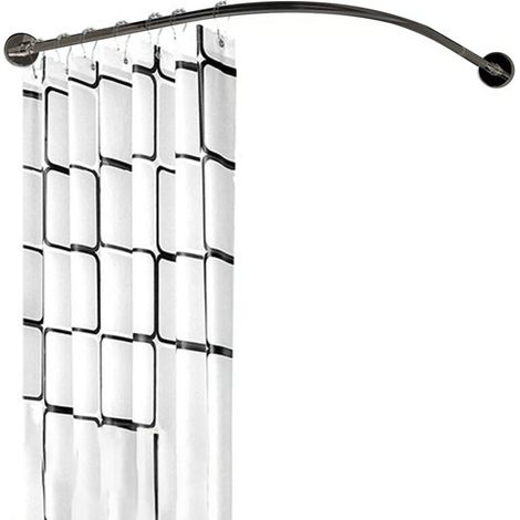 C-Shaped Shower Curtain Rod, Stainless Steel C-Shaped Shower Rail 80-100 × 100-140cm, No Drilling Required, For Bathroom, Clothing Store - Black (1/5)