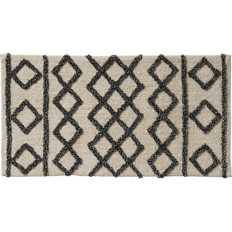 Tapis de bain géométrique en coton 60x120cm – Antidérapant et lavable à 30°C – Très absorbant – Épaisseur 1 cm – (1/4)