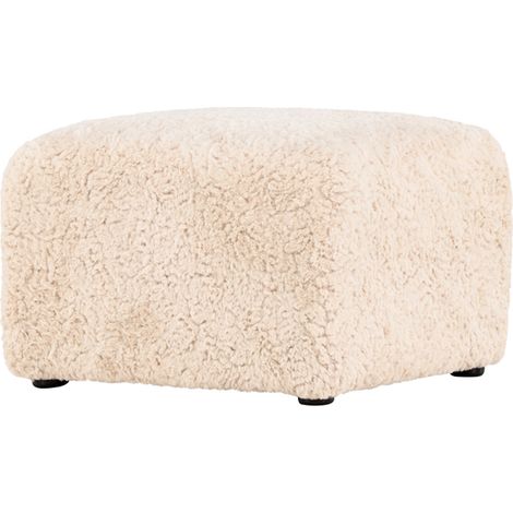 Pouf Effet Fourrure "Frankie" 50cm Beige