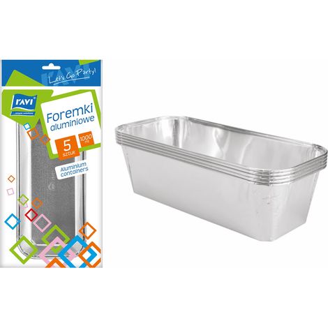 Aluminiumformen für Fleischpasteten und Kuchen, 1000 ml, 5 Stück.