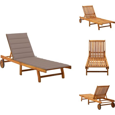 Vidaxl – Chaise longue en bois d'acacia massif – Dossier réglable – Dimensions 199 x 59/63 x 30/62/76/85 cm – Pour extérieur et jardin