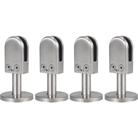 Soporte de fijación para vidrio con 4 clips de acero inoxidable, apto para paneles de vidrio sin marco de 5 a 8 mm de espesor. (1/5)