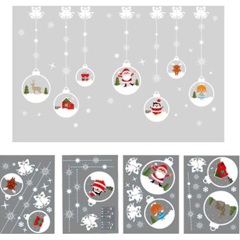 Sticker Fenêtre Noël - Autocollant Verre PVC Sans Colle Réutilisable - Décoration Festive Salle À Manger Chambre Boutique - Lot de 12 (1/5)