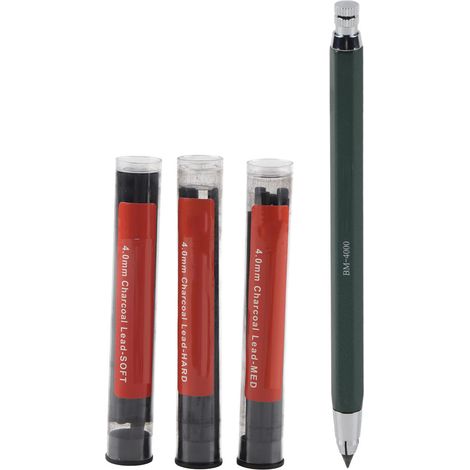Mines de crayon effaçables 4.0mm pour dessin artistique - Porte-mine automatique au fusain, lot de recharges pour création (1/5)