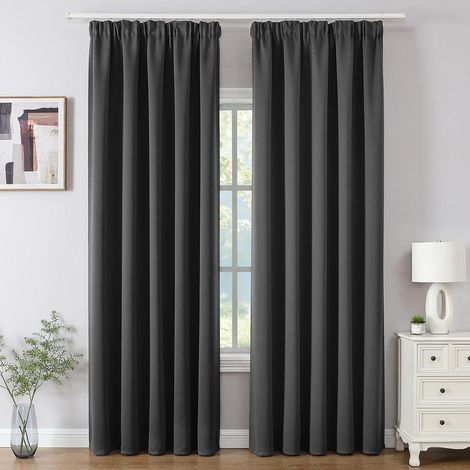 Lot de 2 Rideaux Occultants 132x225 cm, Tissu Polyester Isolant, Galon Fronceur 8 cm, Salon Chambre (1/5)