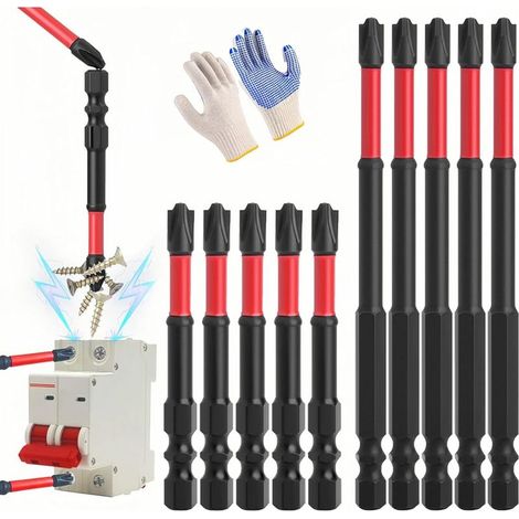 Ensemble de 10 forets à percussion à tige hexagonale de 6,35 mm, antidérapants, compatibles avec les perceuses et tournevis électriques, pour le bricolage et l'usage général. (1/5)
