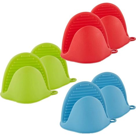 Mini Gants De Four Mitaine Silicone Support de Pot Cuisine Résistant À La Chaleur Manique Anti-Chaud des Doigts Gant Durable Protection Porte-Ustensiles Et Set Barbecue 3 Paire (1/5)