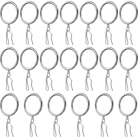 Lot de 20 anneaux de rideaux en métal, anneaux et crochets pour rideaux, rideaux de porte, rideau de douche 3,0 x 50 mm (nickel poli) (1/5)