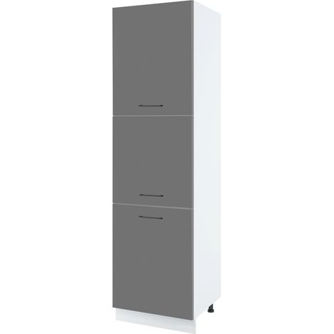 Colonne de cuisine Lovia Gris Mat 3 portes L 60 cm - Porte avec poignée apparente Grey