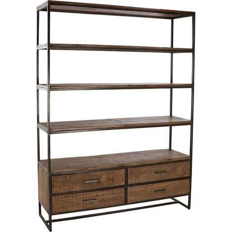 Etagère élégante acacia et metal pour intérieur chic - Brun café métal noir (1/5)