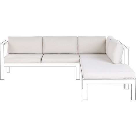 Set di copricuscini da giardino per divano angolare idrorepellente UV bianco sporco Messina (1/5)