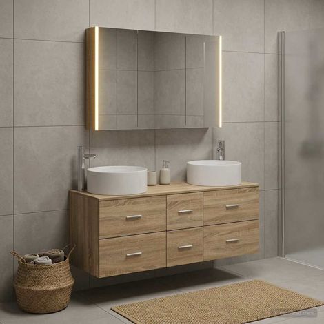 vidaXL Juego de muebles de baño 4 uds. Roble Sonoma (1/5)