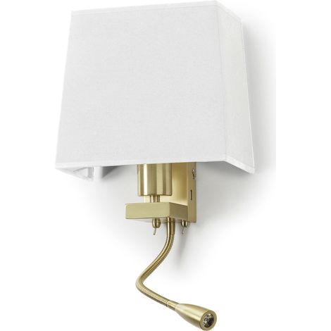 Aplique lector tilt FIRENZE USB E27 60W+LED SMD 3W 240lm CRI80 3000K Oro mate (1/4)