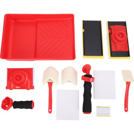 Kit de coupe-bordure de peinture, 4 tampons de garniture de forme, pour mur et plafond d'angle, avec plateau de 7 pouces, 5 recharges (1/5)