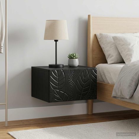 vidaXL Mobiletto da notte a muro 2 pz Nero 49 x 34,5 x 20 cm